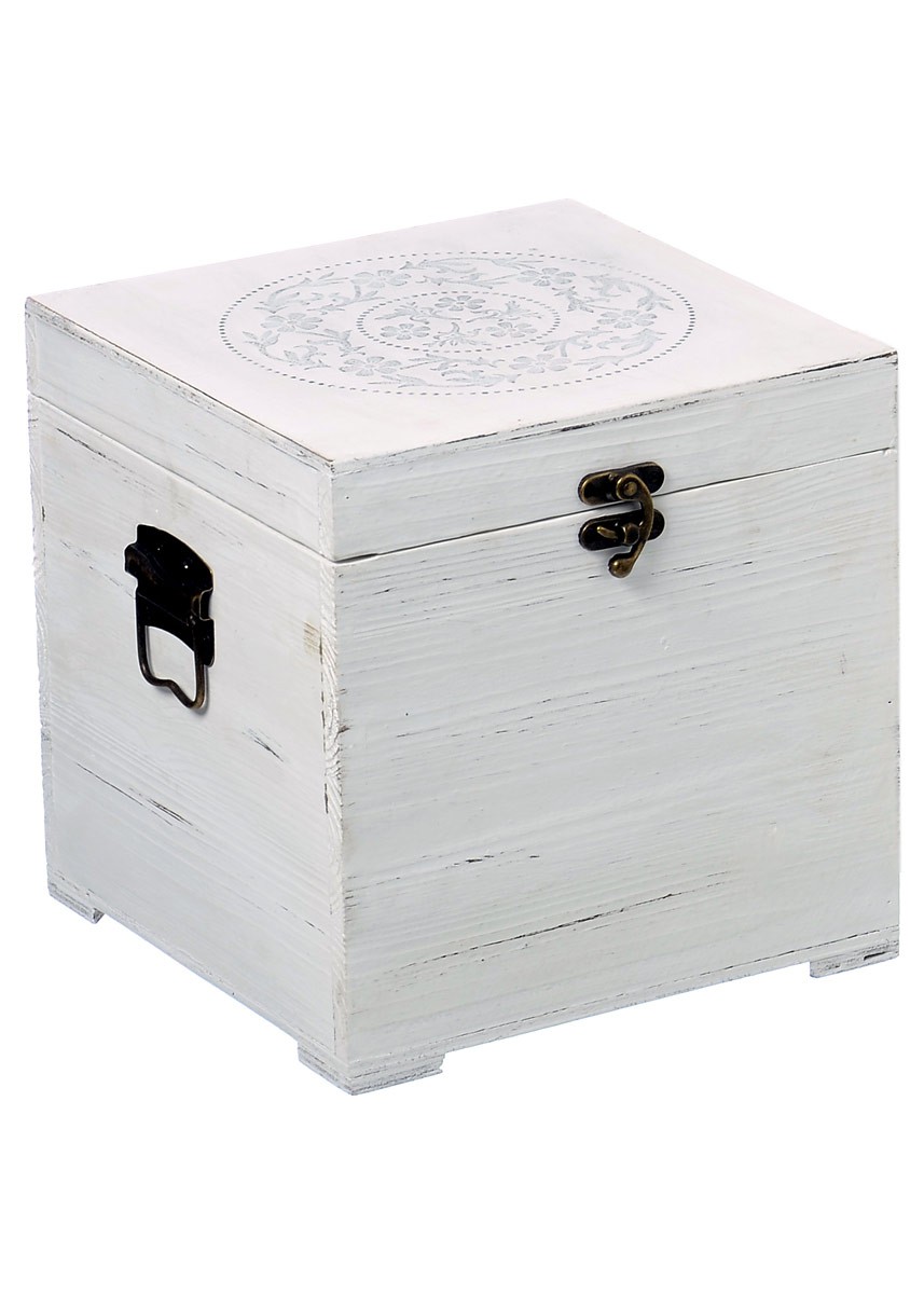Holzkiste "Ornament Landhaus" antike Aufbewahrungsbox Shabby Landhaus