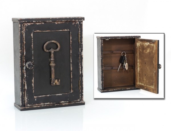 Schlüsselkasten Holz antik Landhaus Impressionen Schlüsselschrank schwarz